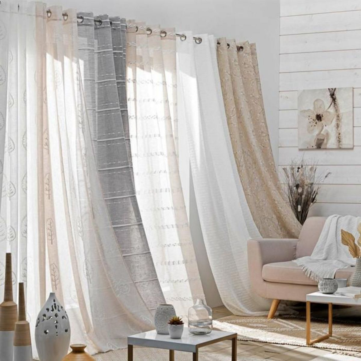 Paris Prix Rideau Voilage à Œillets  Estella  140x240cm Naturel