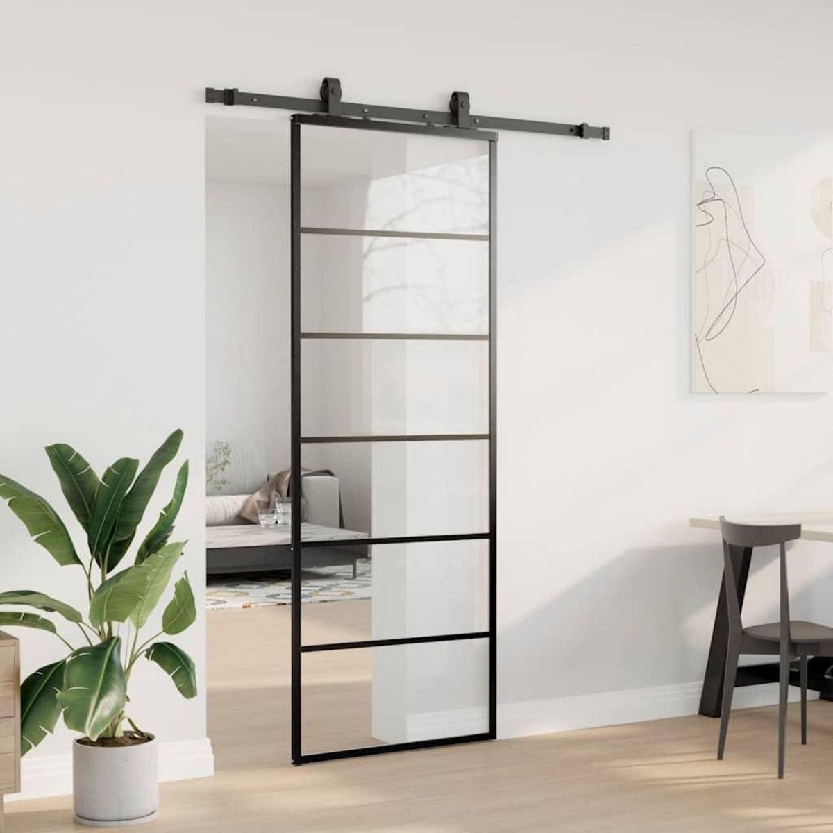 VIDAXL Porte coulissante kit de quincaillerie noir 76x205 cm verre ESG