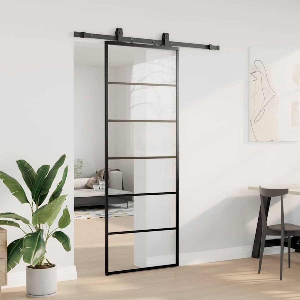 VIDAXL Porte coulissante kit de quincaillerie noir 76x205 cm verre ESG