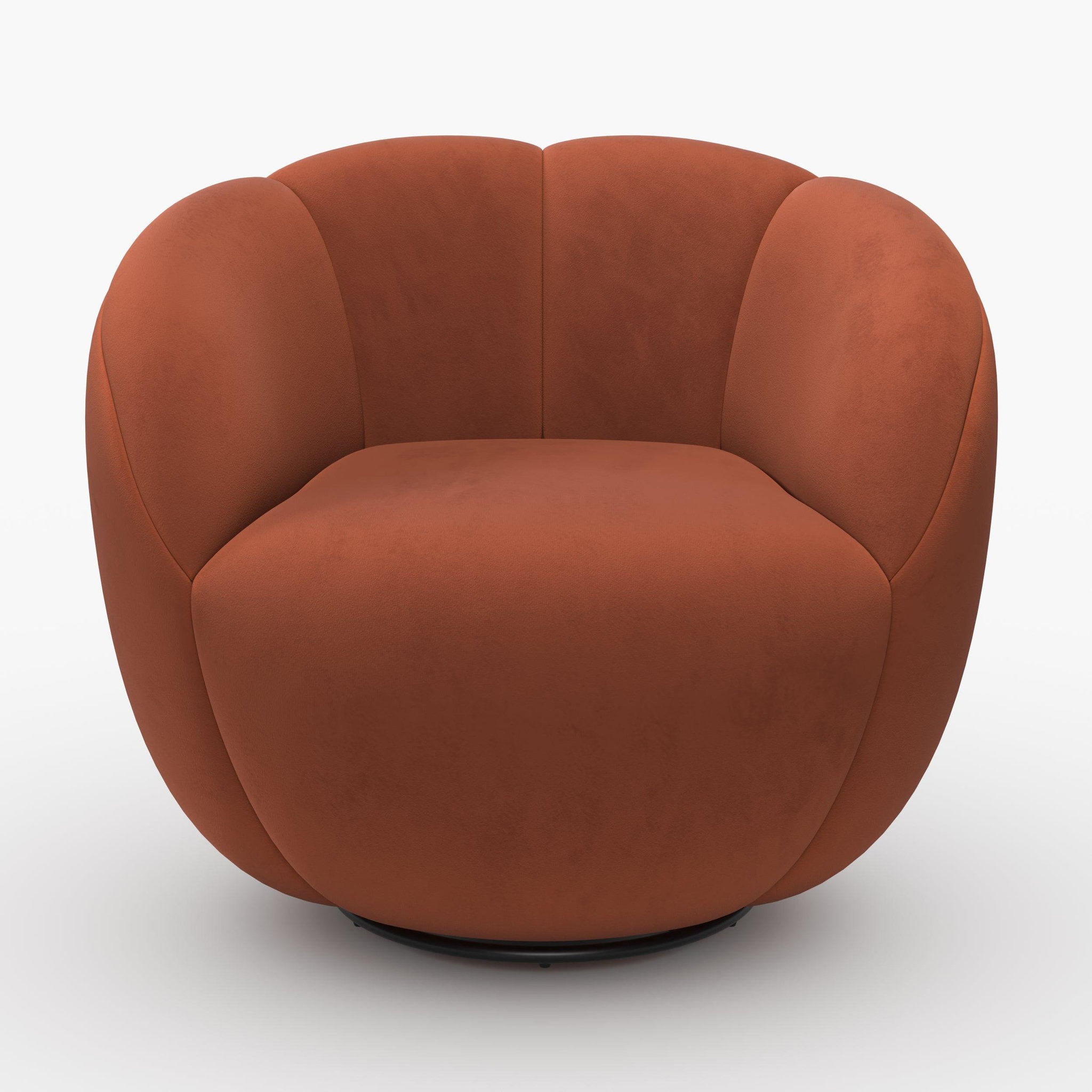 Voir la diapositive 5 : MAISON PAVANE Fauteuil pivotant en velours rouge brique-ysé