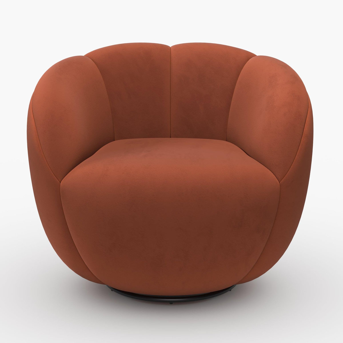 MAISON PAVANE Fauteuil pivotant en velours rouge brique-Ysé