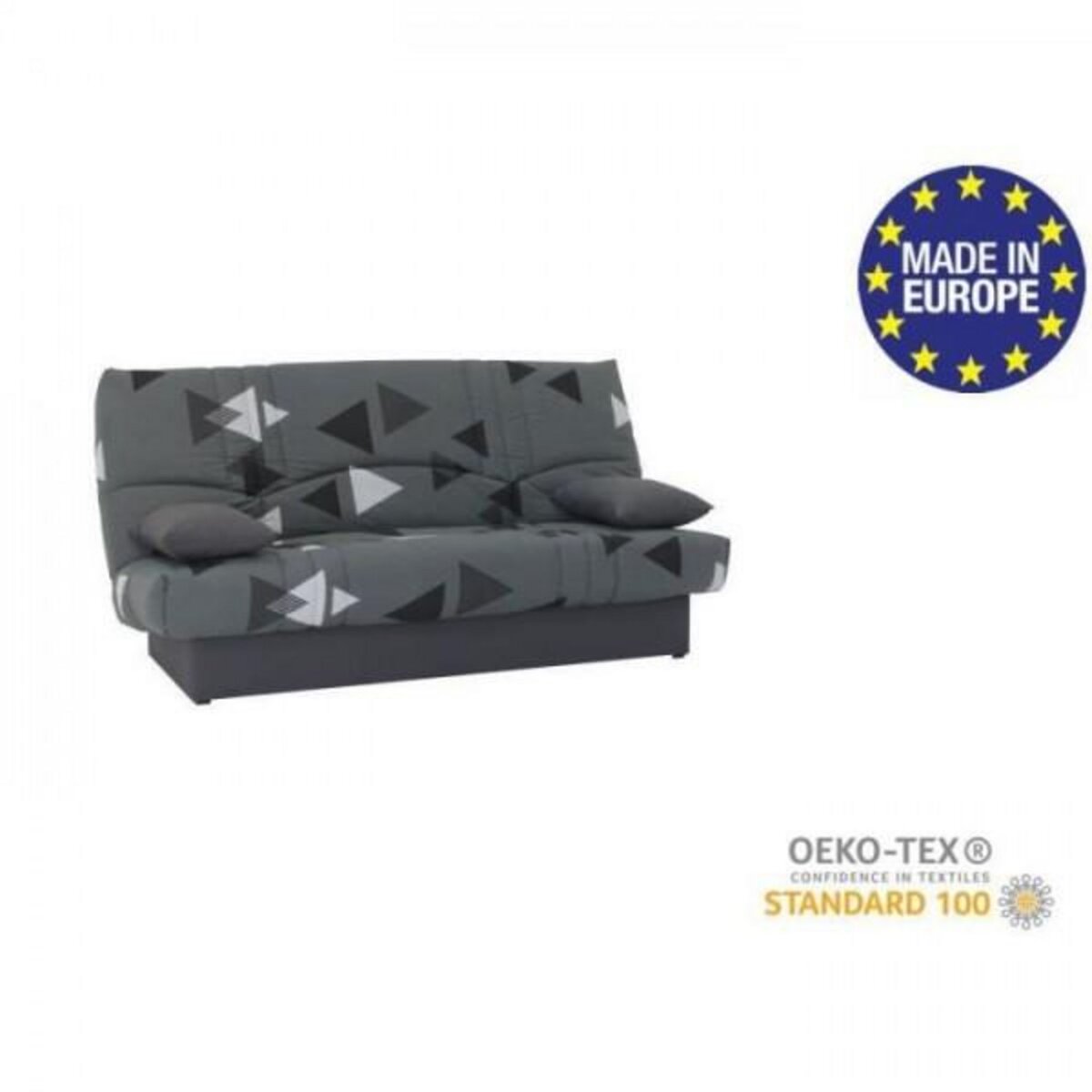 MARKET24 Banquette clic clac 3 places - tissu Bikini gris - Style contemporain - L 190 x P 92 cm - DREAM