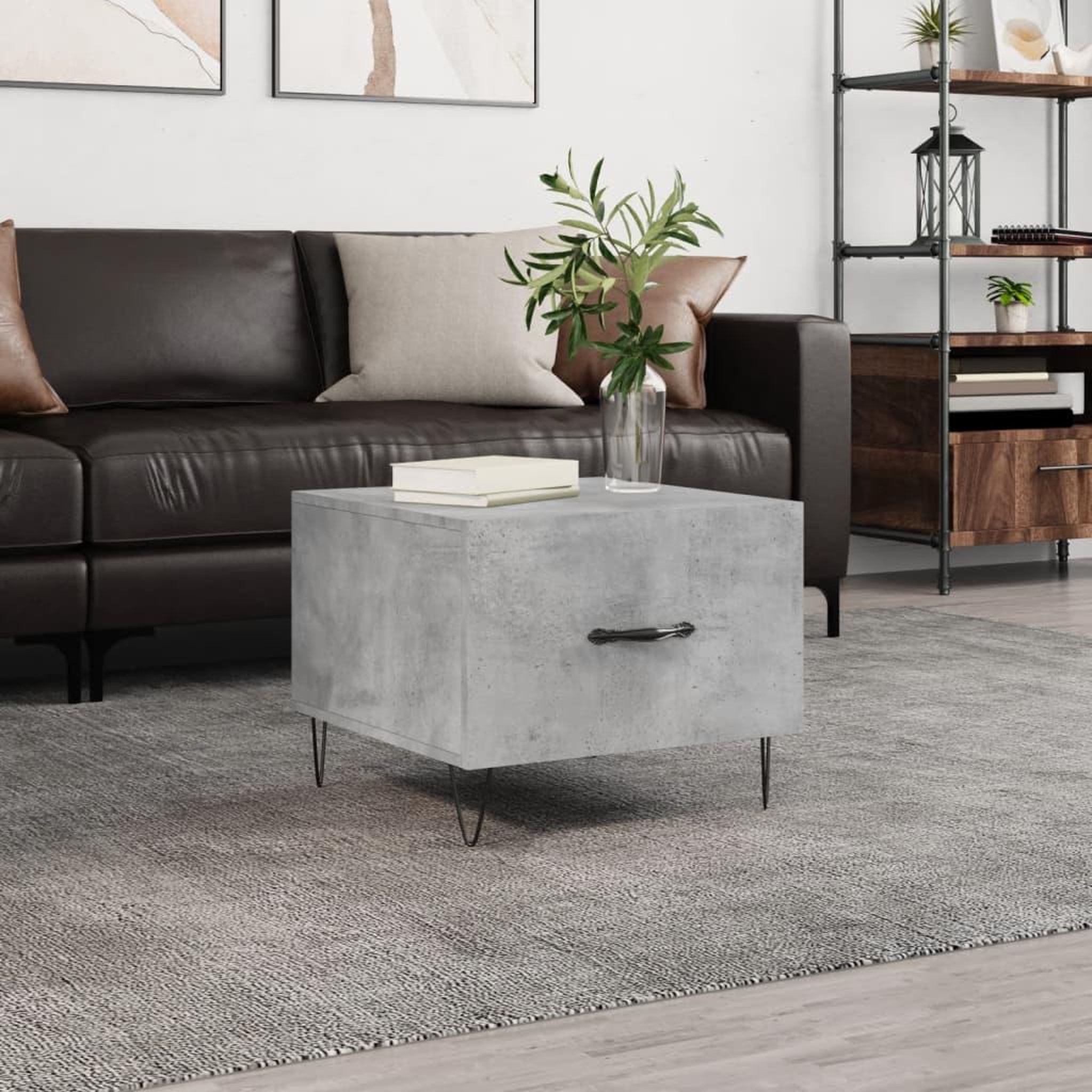 VIDAXL Table basse gris beton 50x50x40 cm bois d'ingenierie
