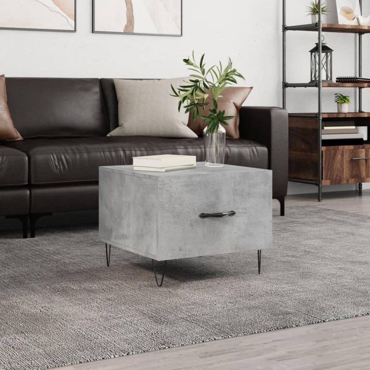 VIDAXL Table basse gris beton 50x50x40 cm bois d'ingenierie