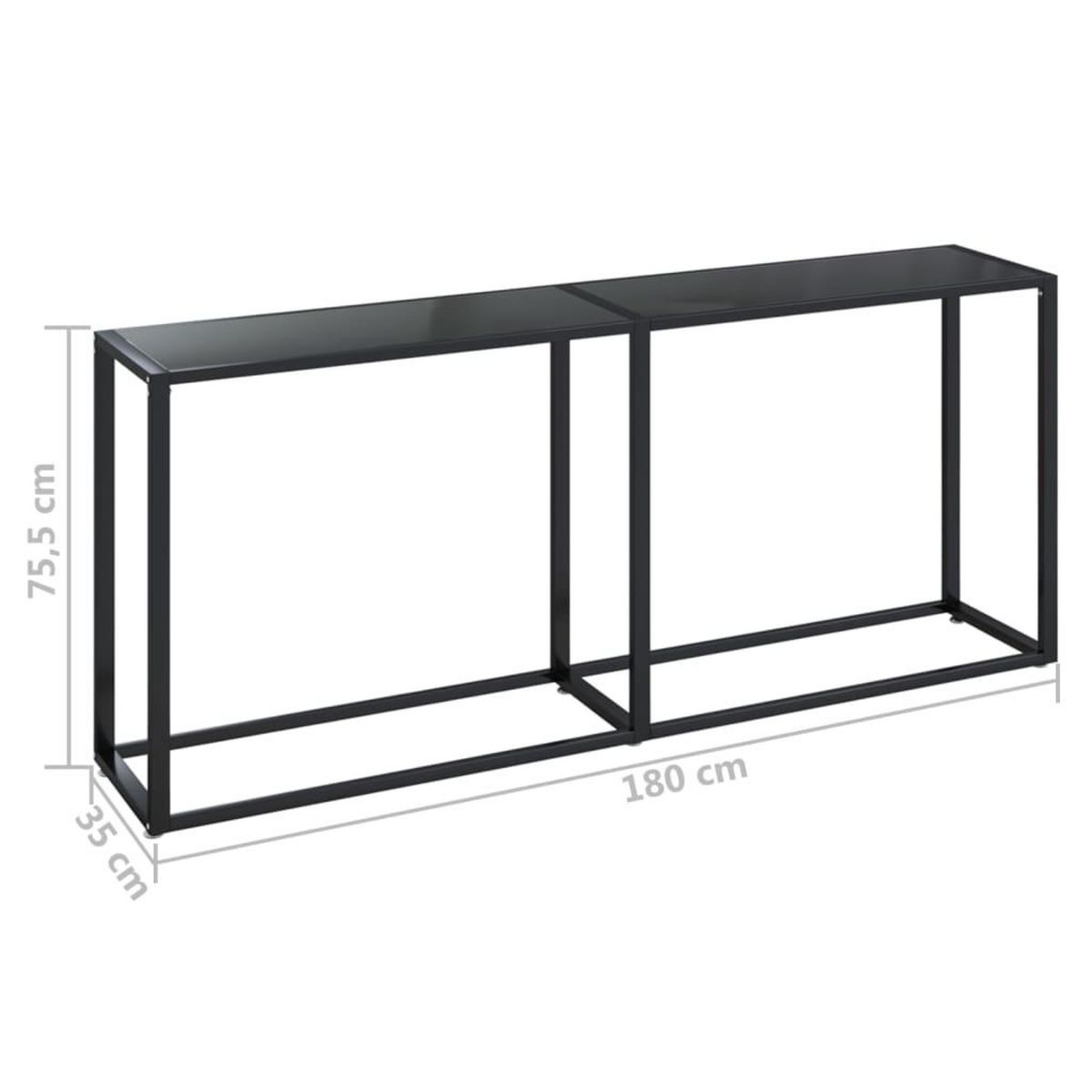 VIDAXL Table console Noir 180x35x75,5 cm Verre trempe