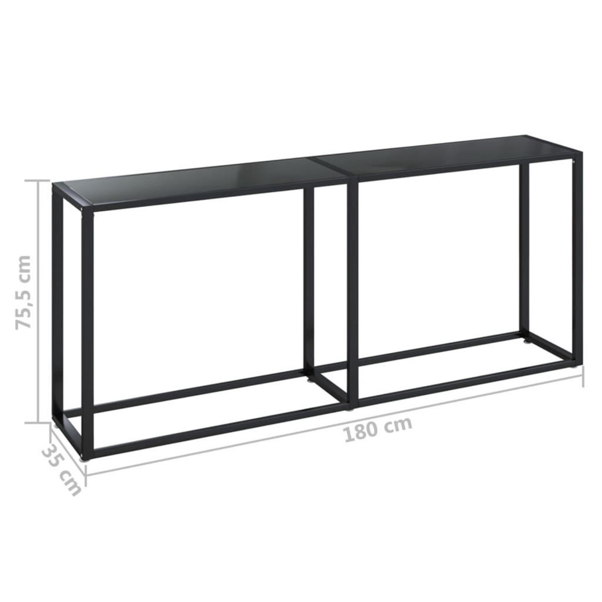 VIDAXL Table console Noir 180x35x75,5 cm Verre trempe