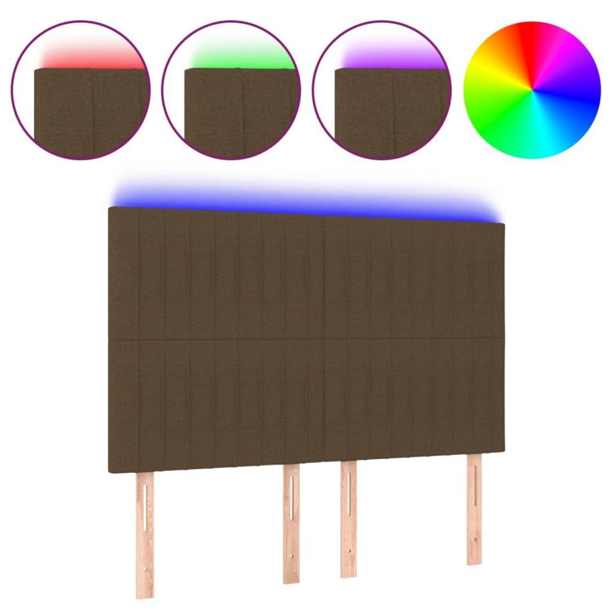 VIDAXL Tete de lit a LED Marron fonce 144x5x118/128 cm Tissu