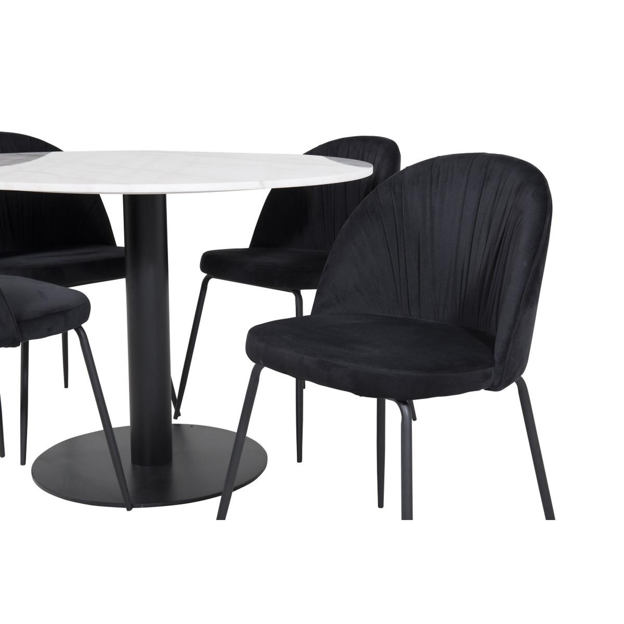 Voir la diapositive 2 : Paris Prix Ensemble table à manger & 4 chaises  estelle & wrinkles  106cm blanc & noir