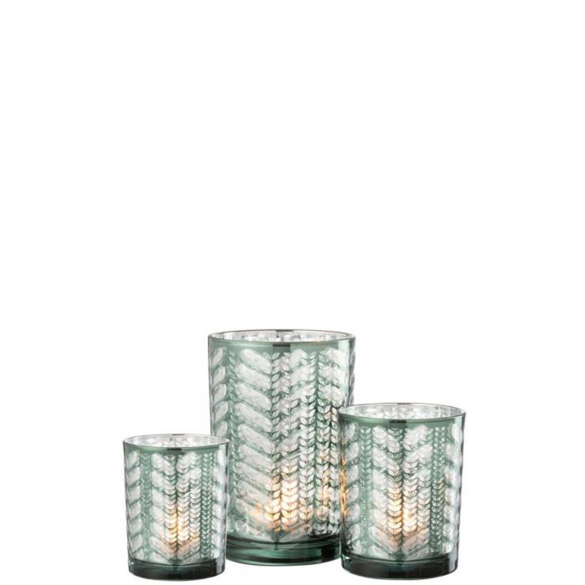 Paris Prix Photophore Design en Verre  Chevrons  18cm Vert