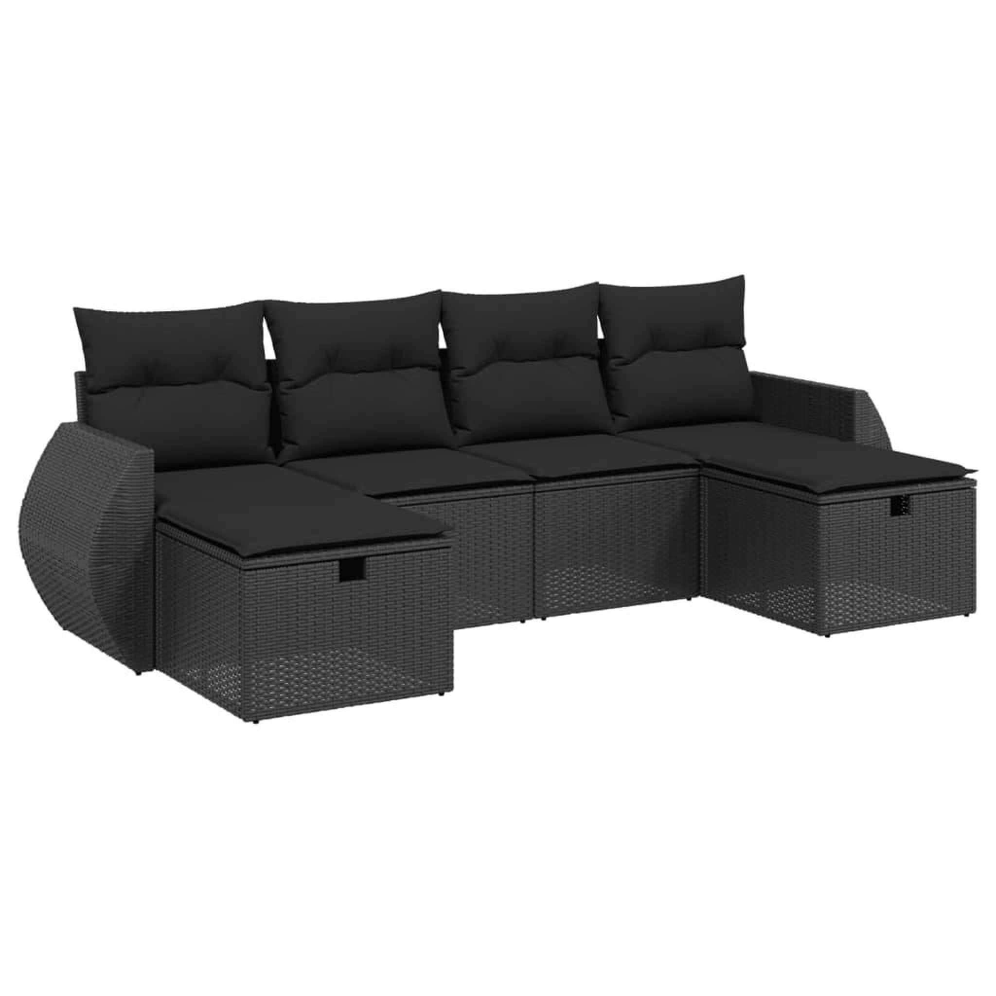 Voir la diapositive 2 : VIDAXL Salon de jardin 6 pcs avec coussins noir resine tressee