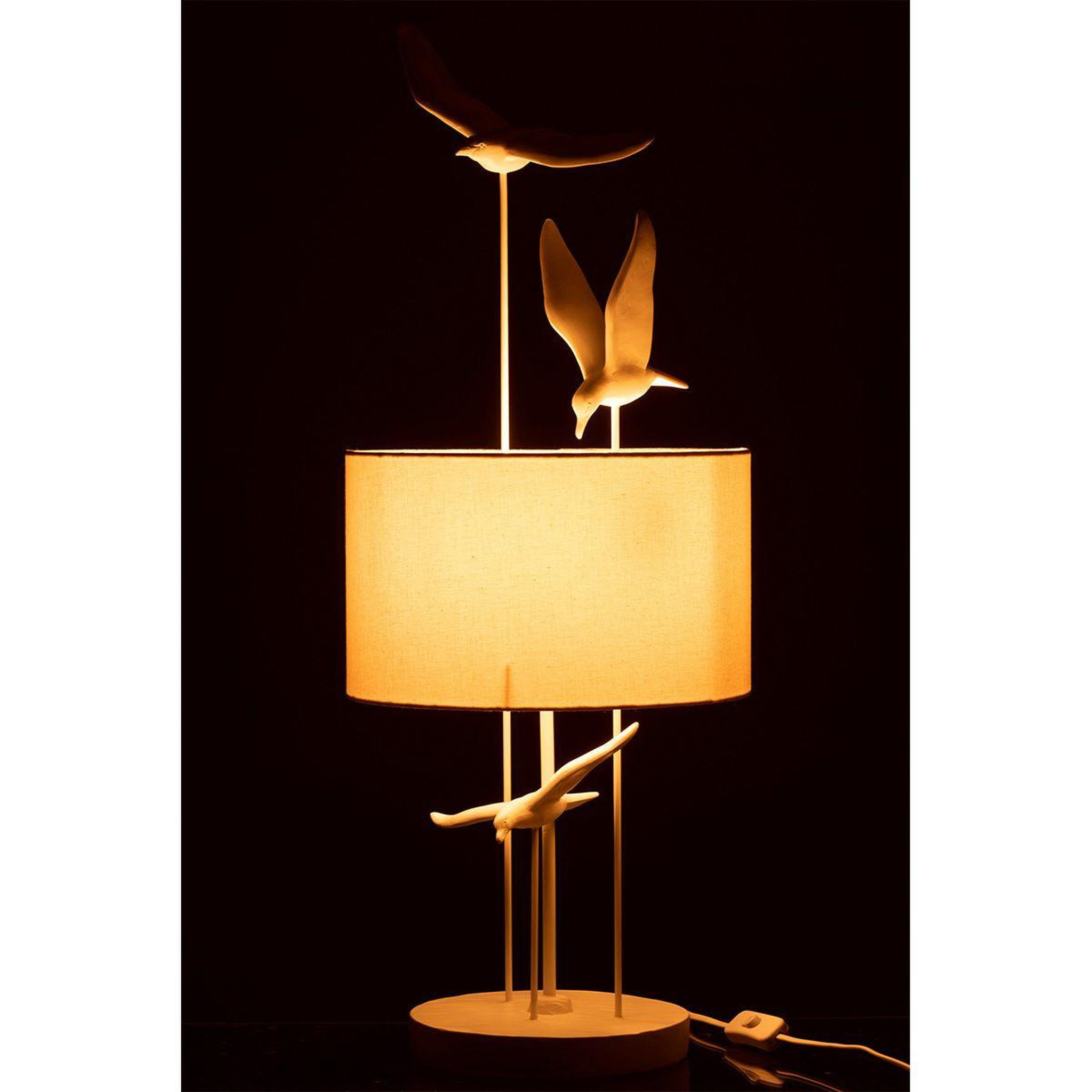 Voir la diapositive 3 : J-LINE Lampe à poser  oiseaux  79cm blanc