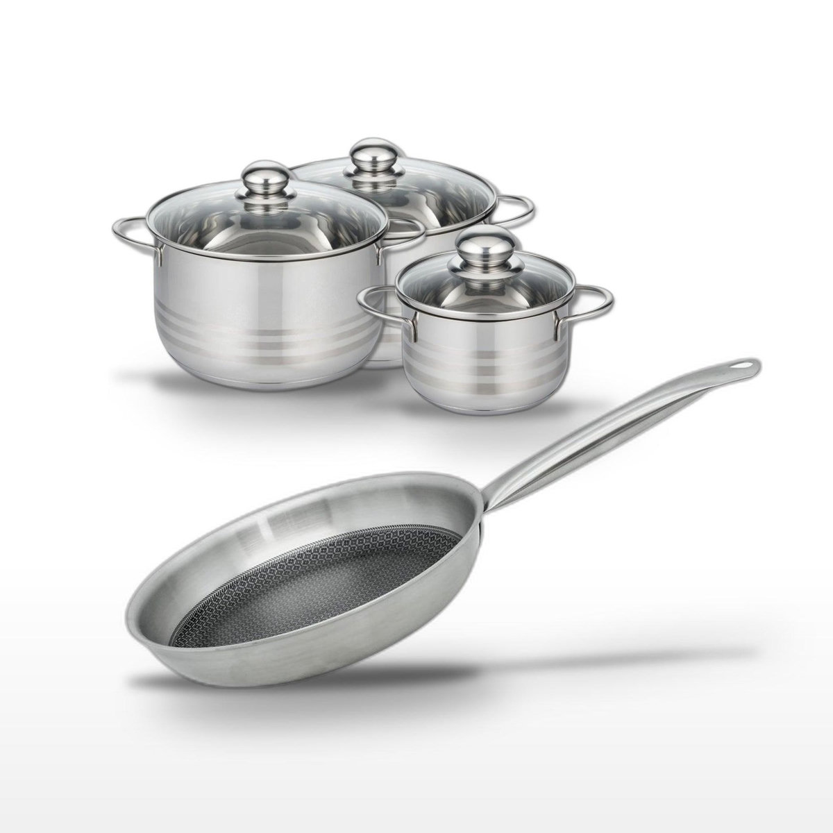 ELO Lot Poêle 28cm & 3 Faitouts 16/20/24cm Elo Relief Solution