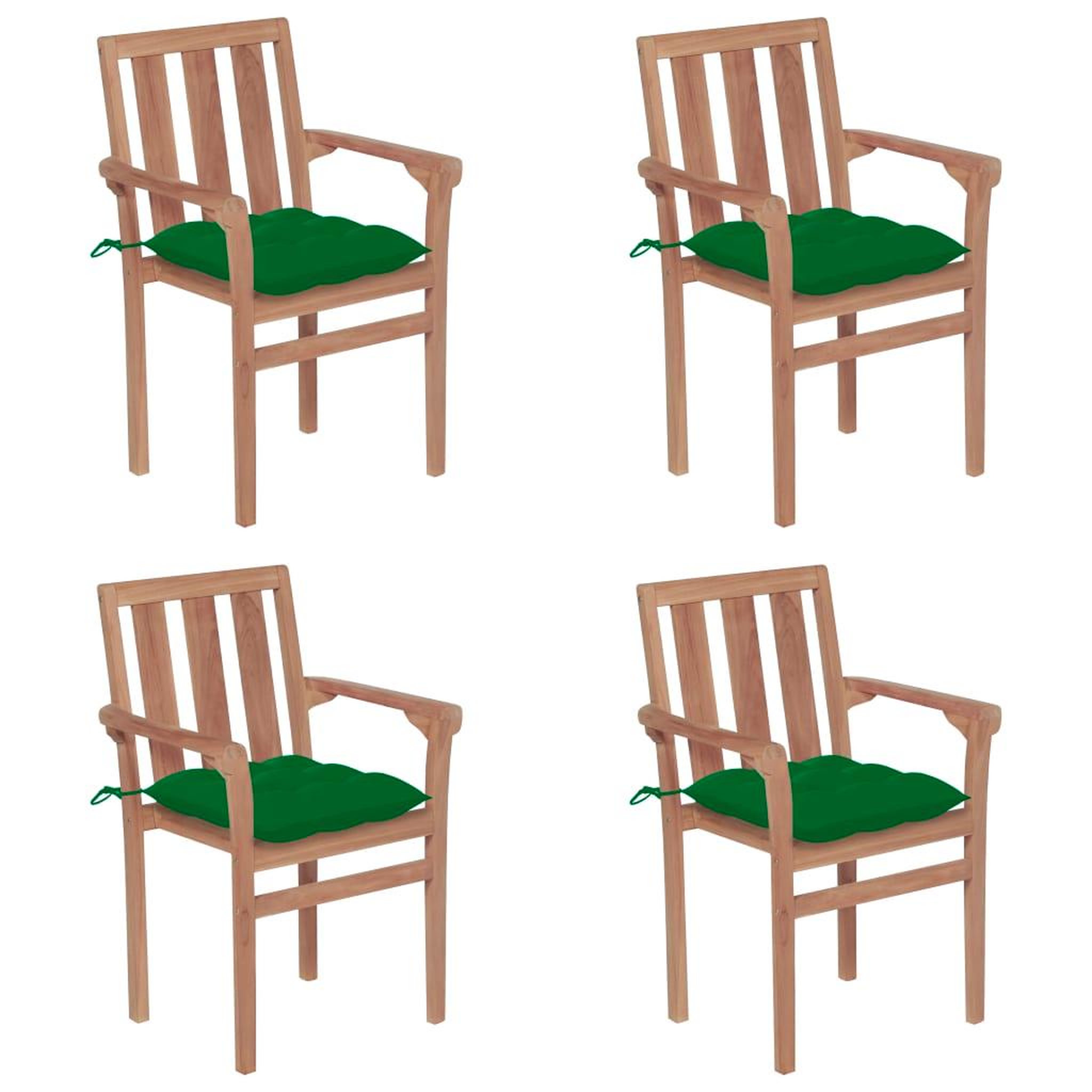 Voir la diapositive 1 : VIDAXL Chaises de jardin empilables avec coussins lot de 4 Teck solide