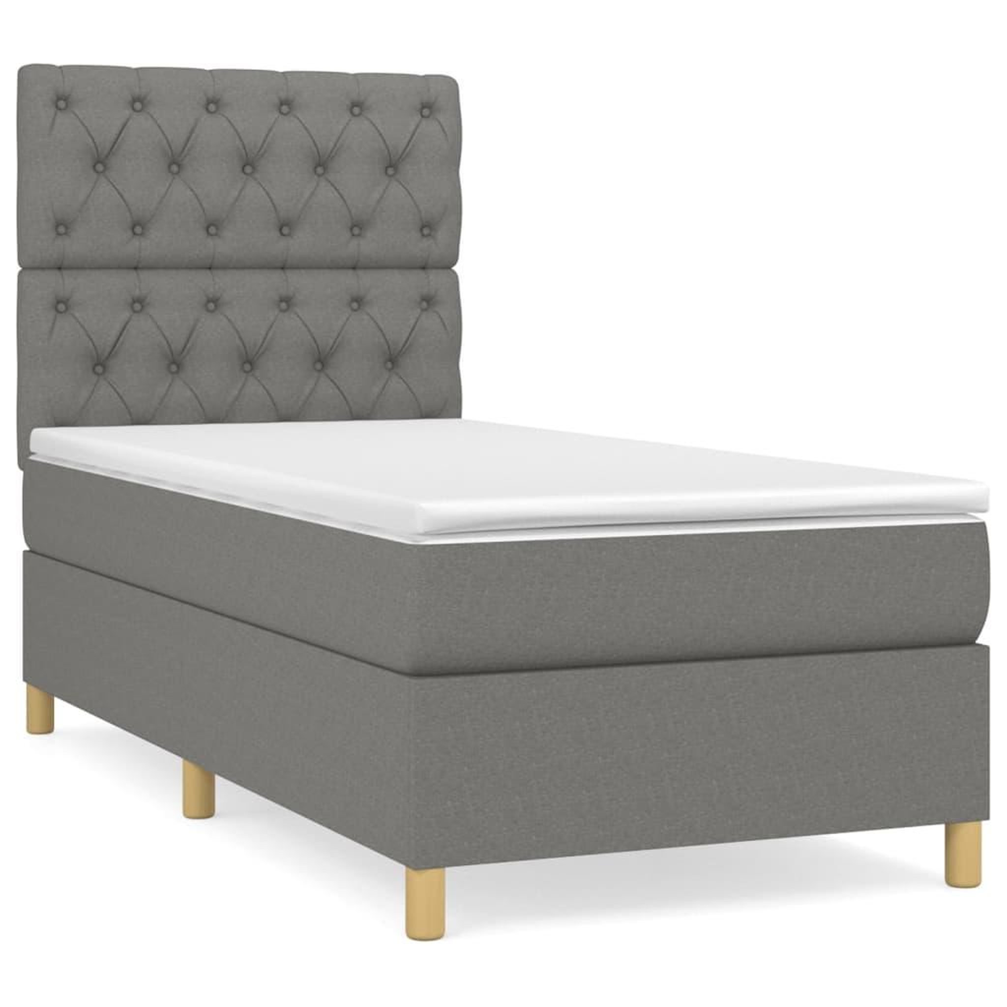 Voir la diapositive 2 : VIDAXL Sommier a lattes de lit avec matelas Gris fonce 80x200 cm Tissu
