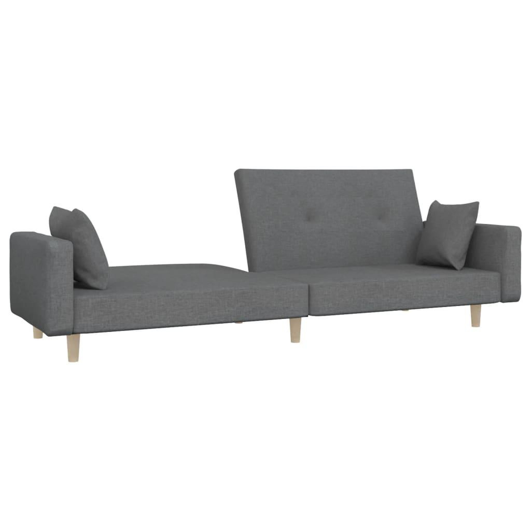 Voir la diapositive 4 : VIDAXL Canape-lit a 2 places avec deux oreillers gris clair tissu
