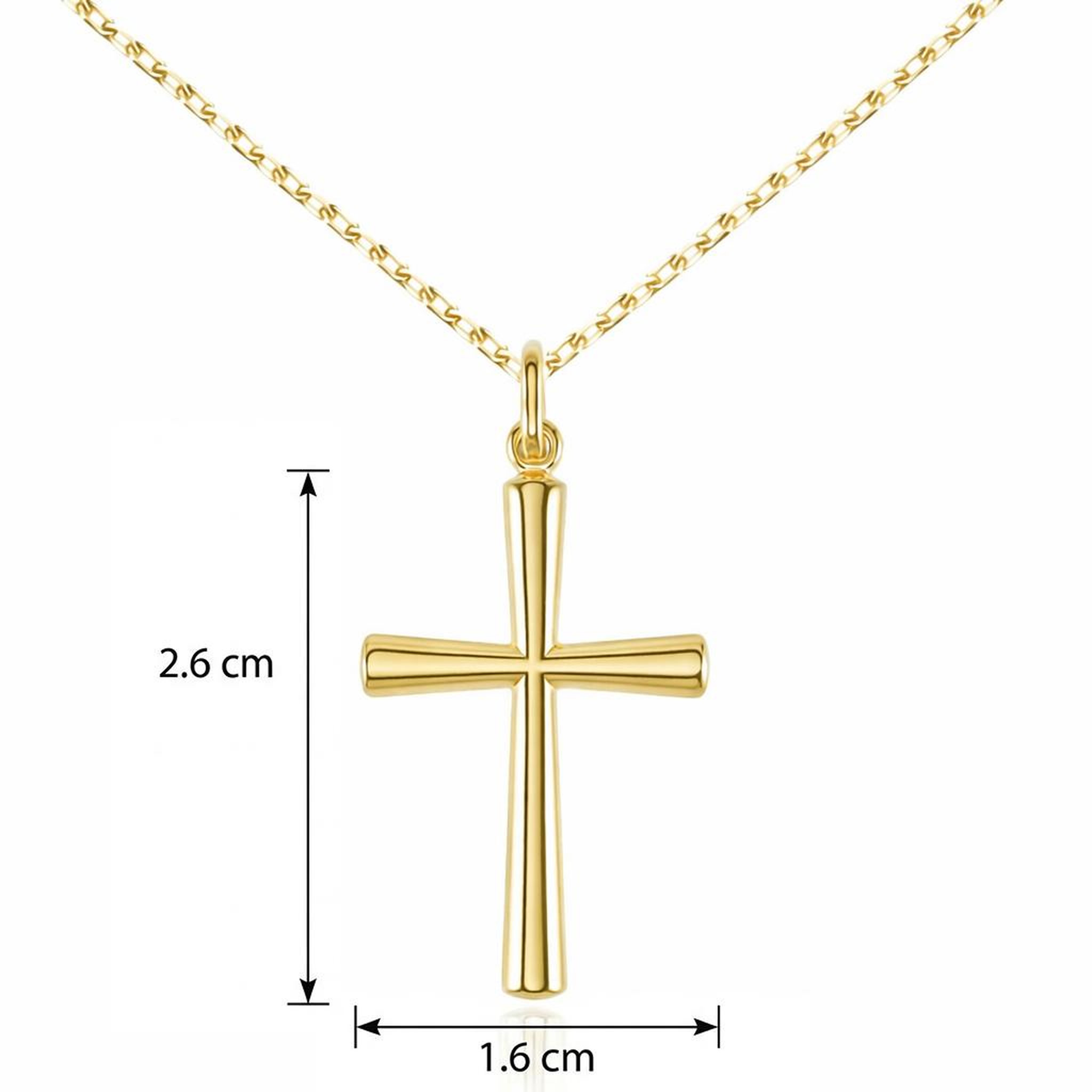 Voir la diapositive 3 : L'ATELIER D'AZUR Collier - Médaille Croix Or Jaune - Chaine Dorée Offerte