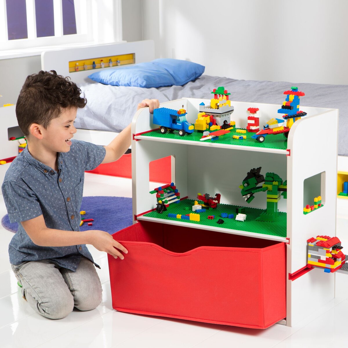 Étagère de Chevet pour Enfant avec Rangement compatible Lego
