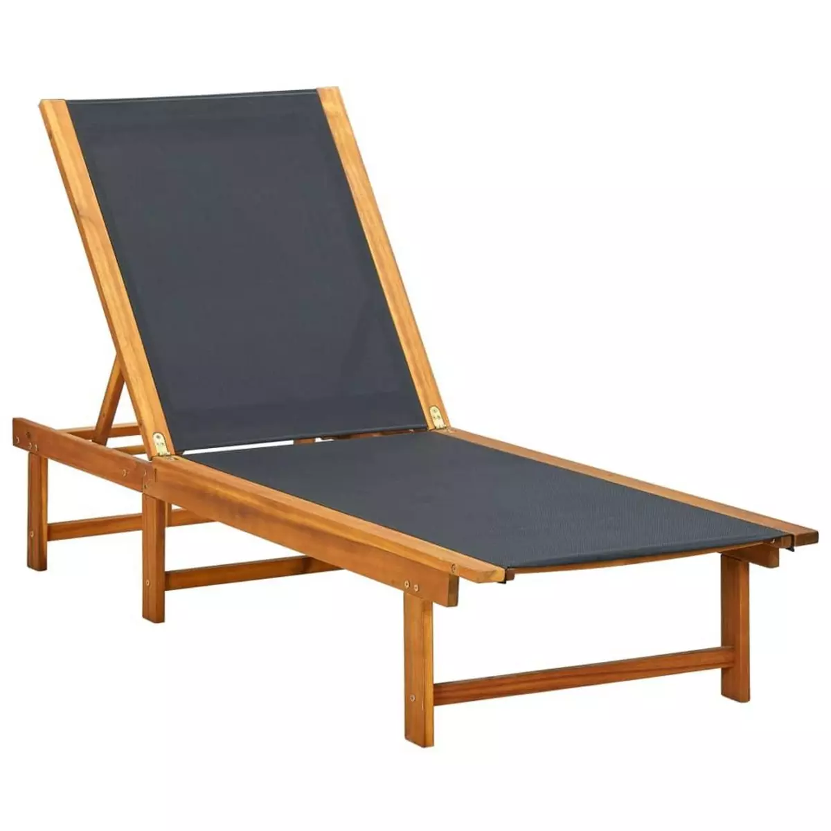VIDAXL Chaise longue Bois d'acacia solide et textilene