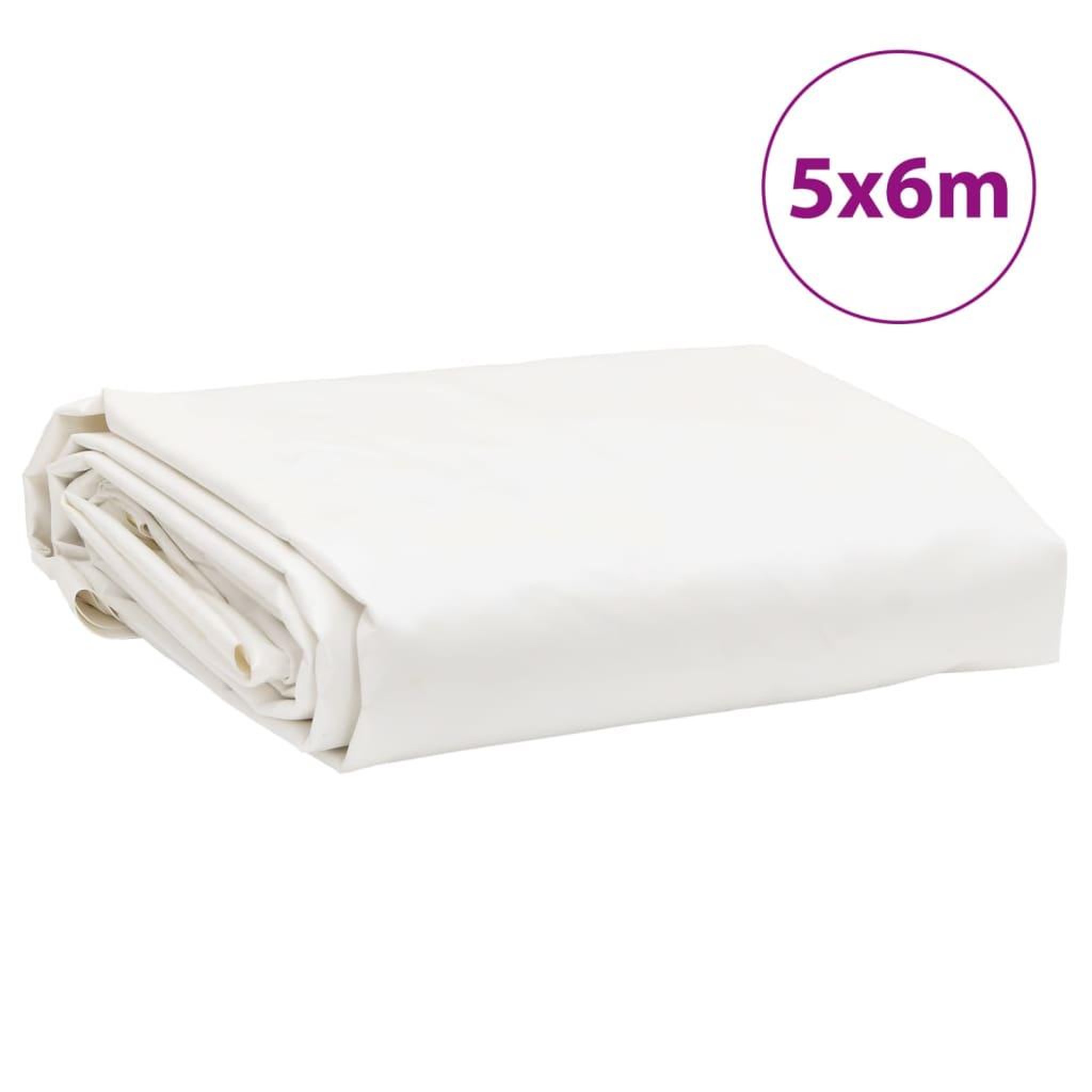 Voir la diapositive 6 : VIDAXL Bache blanc 5x6 m 600 g/m²