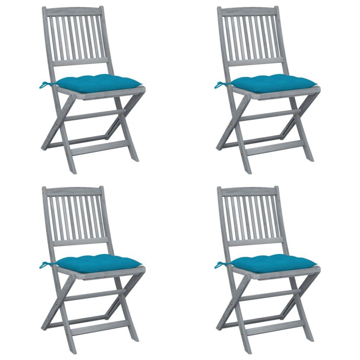 VIDAXL Chaises pliables d'exterieur lot de 4 et coussins Bois d'acacia