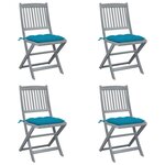 VIDAXL Chaises pliables d'exterieur lot de 4 et coussins Bois d'acacia