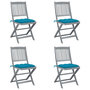 Voir la diapositive 1 : VIDAXL Chaises pliables d'exterieur lot de 4 et coussins Bois d'acacia