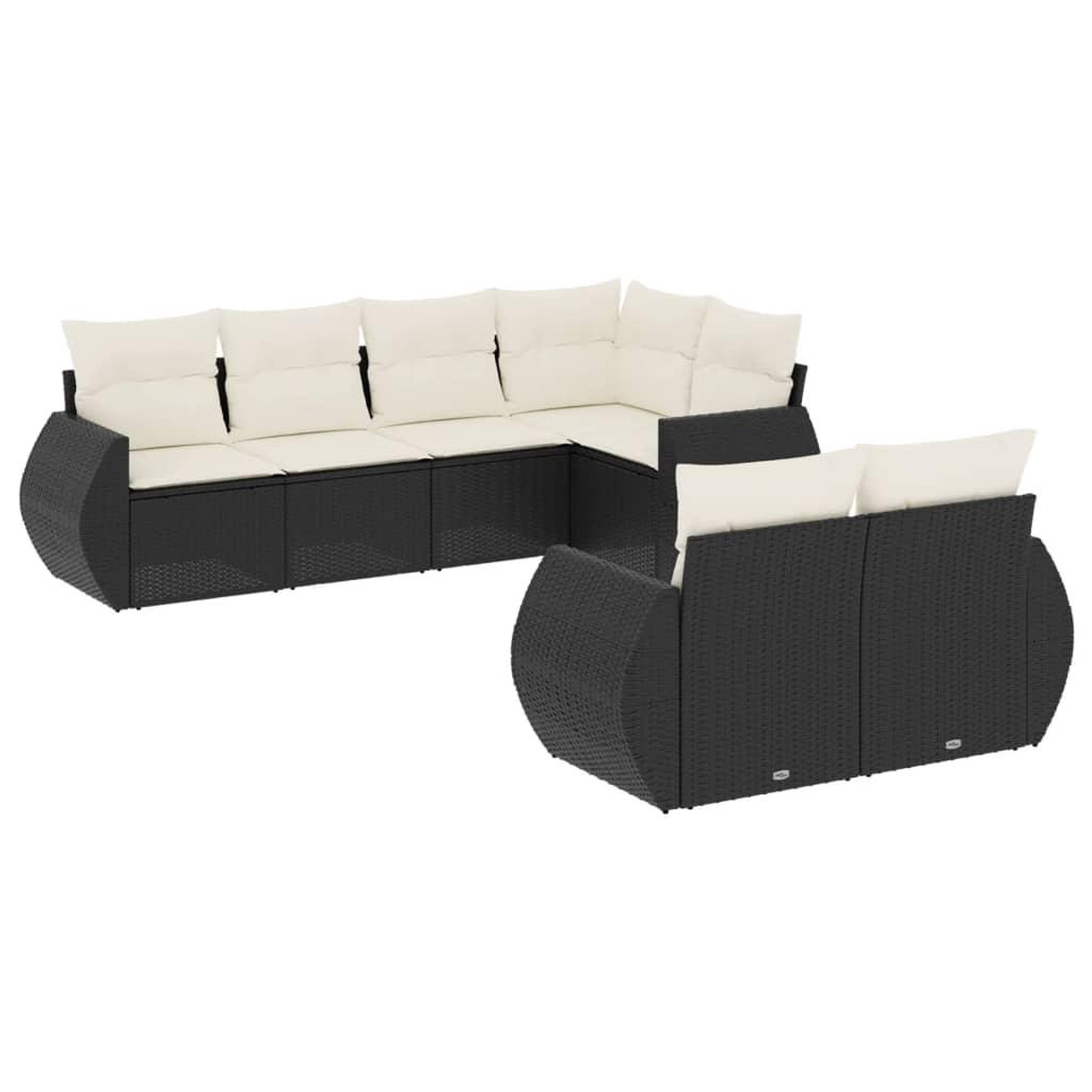 Voir la diapositive 2 : VIDAXL Salon de jardin 7 pcs avec coussins noir resine tressee
