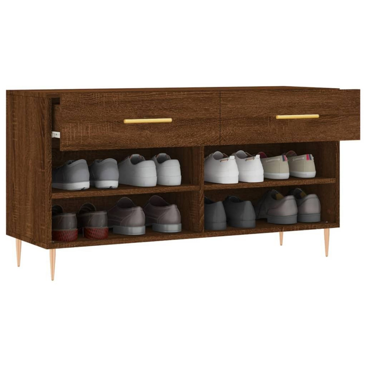 VIDAXL Banc a chaussures chene marron 102x35x55 cm bois d'ingenierie