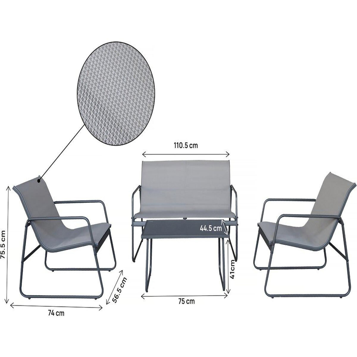 Habitat et Jardin Salon de jardin en métal  Fortaleza  - 4 places - Gris clair