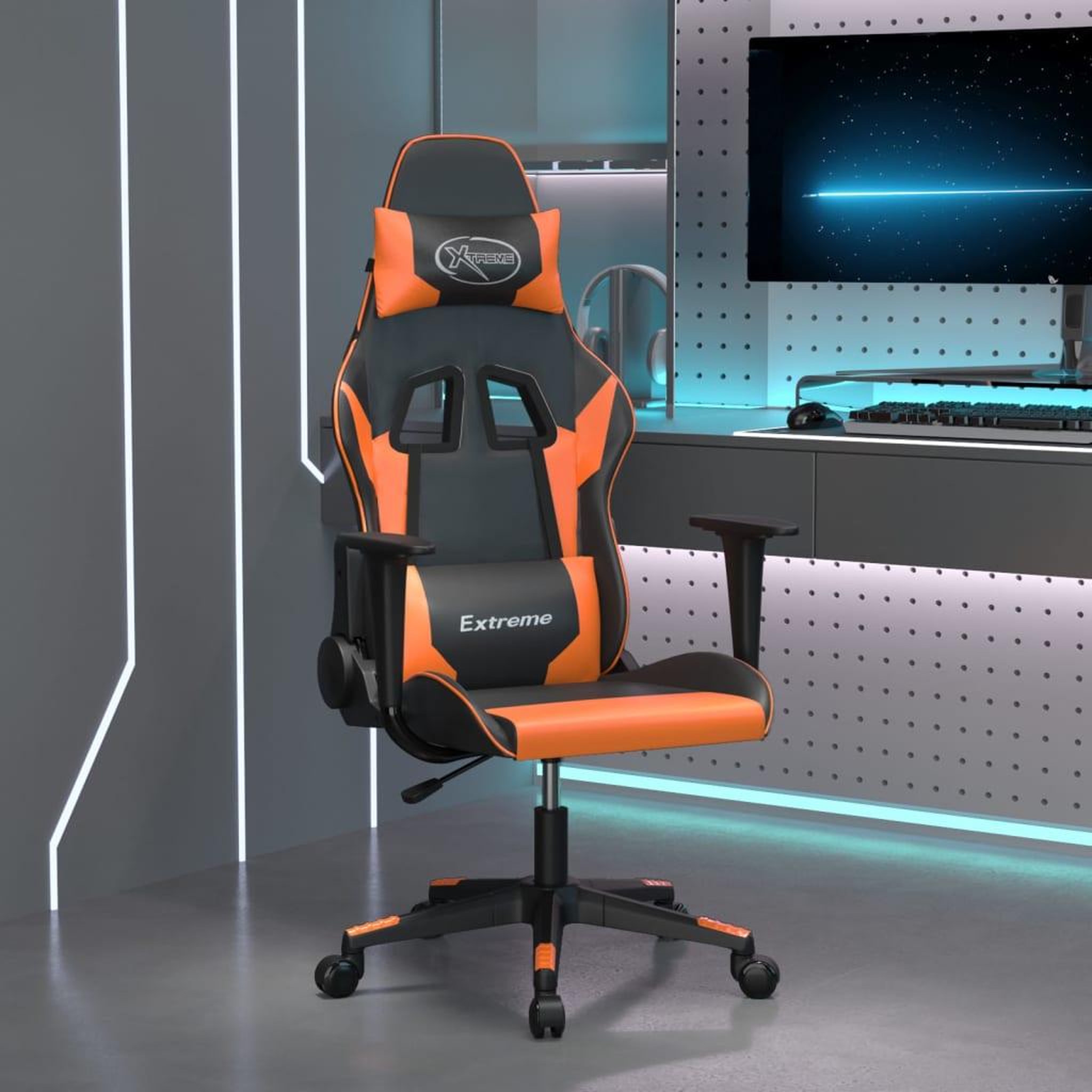 VIDAXL Chaise de jeu Noir et orange Similicuir
