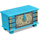 VIDAXL Coffre de rangement Bois de manguier bleu 80 x 40 x 45 cm
