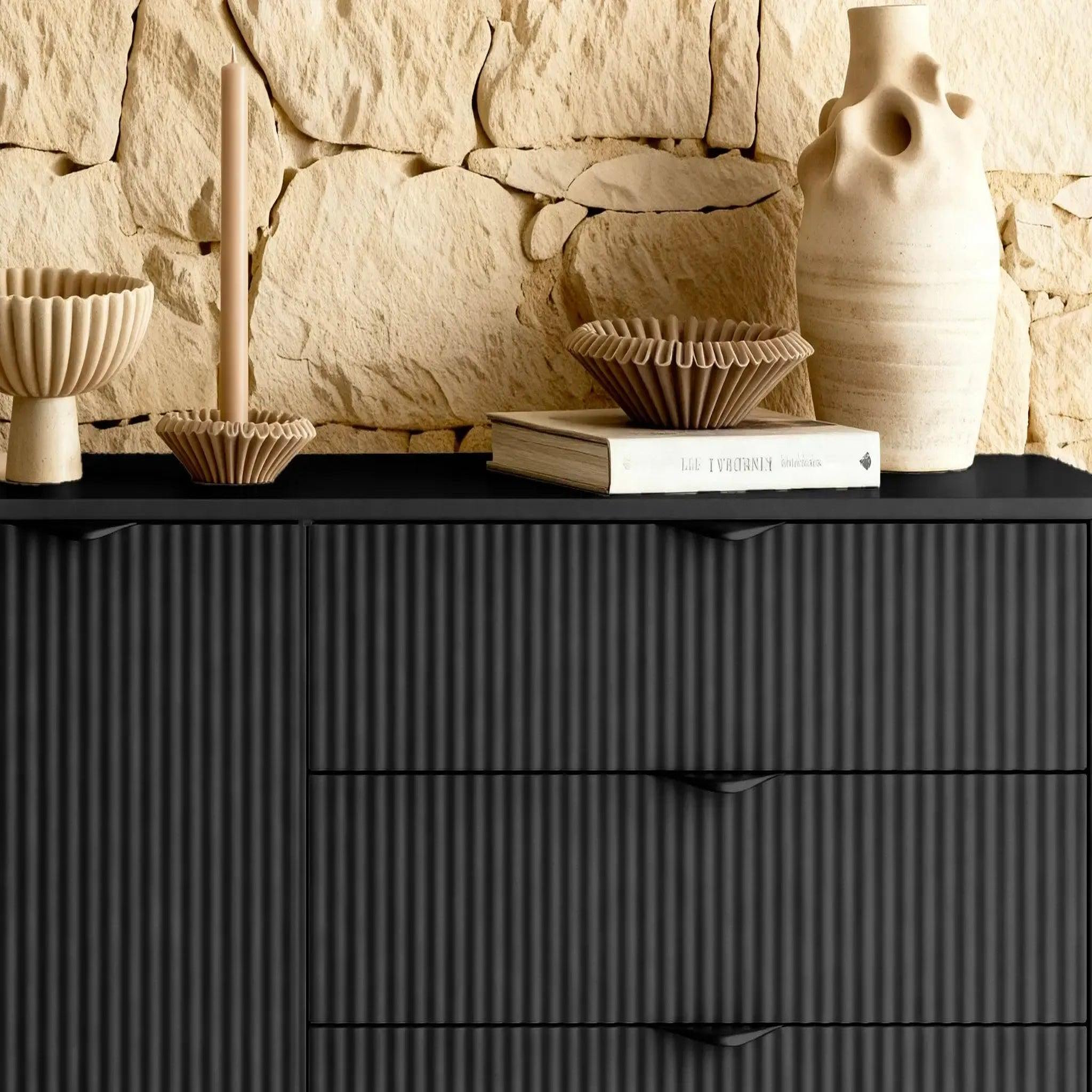 Voir la diapositive 4 : CASANOVA PARIS Joudy mini - mini buffet 138cmeffet rainuré