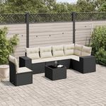 VIDAXL Salon de jardin 7 pcs avec coussins noir resine tressee