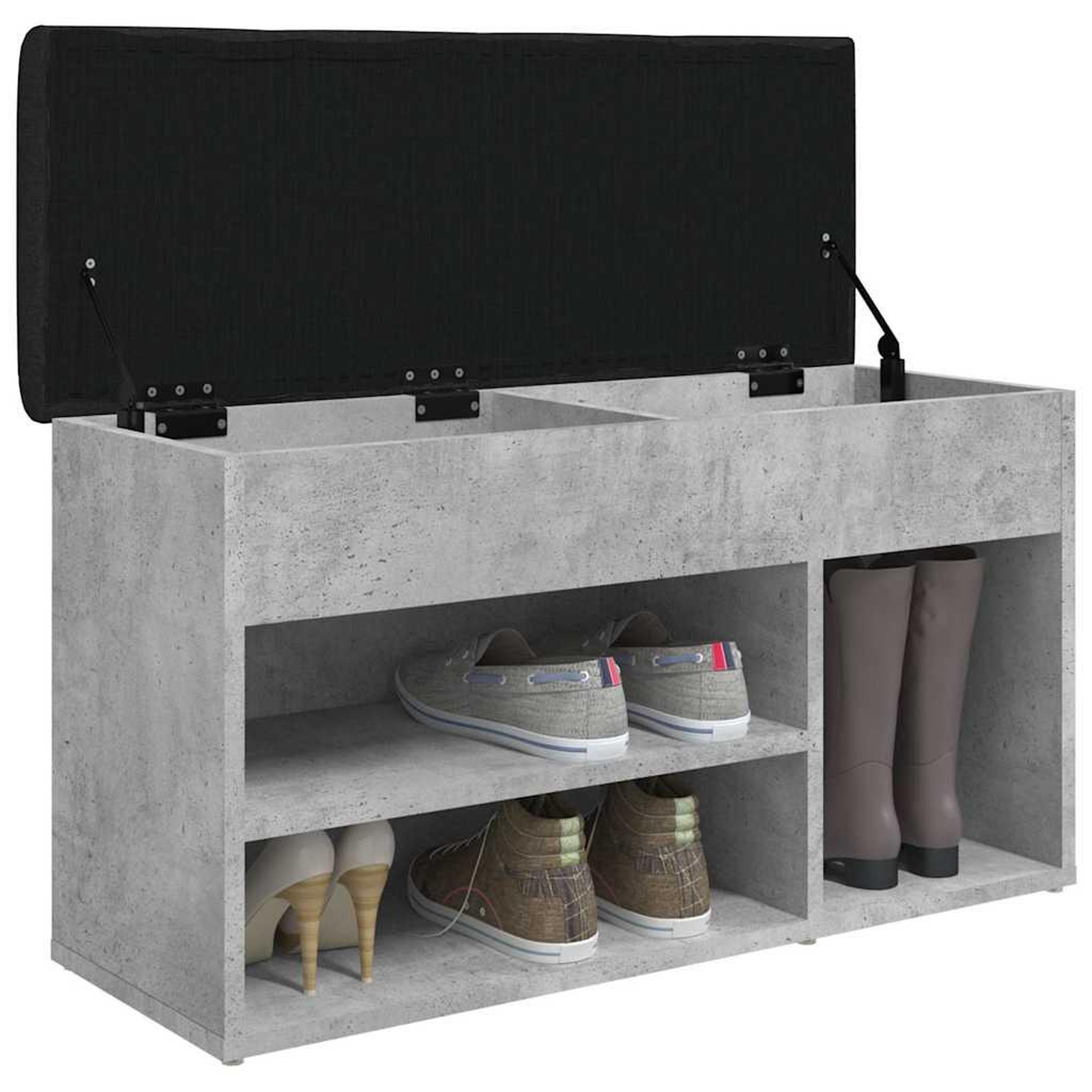 Voir la diapositive 4 : VIDAXL Banc a chaussures gris beton 82x32x45,5 cm bois d'ingenierie