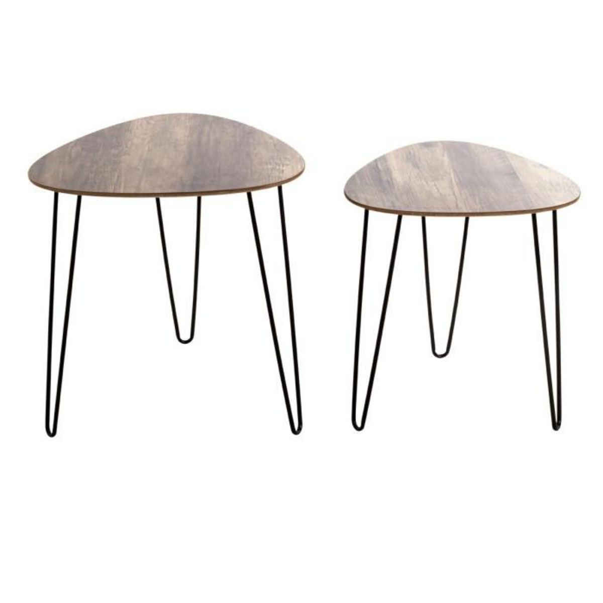 Paris Prix Lot de 2 Tables d'Appoint  Lamy  48cm Noir & Chêne