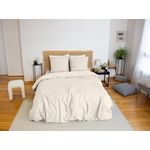 Home collection Parure housse de couette 3pcs 240x220 100% microfibre effet flanelle - creme
