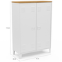Voir la diapositive 4 : ID MARKET Armoire basse ESTER 2 portes métal blanc et plateau bois design industriel