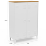 Voir la diapositive 4 : ID MARKET Armoire basse ESTER 2 portes métal blanc et plateau bois design industriel