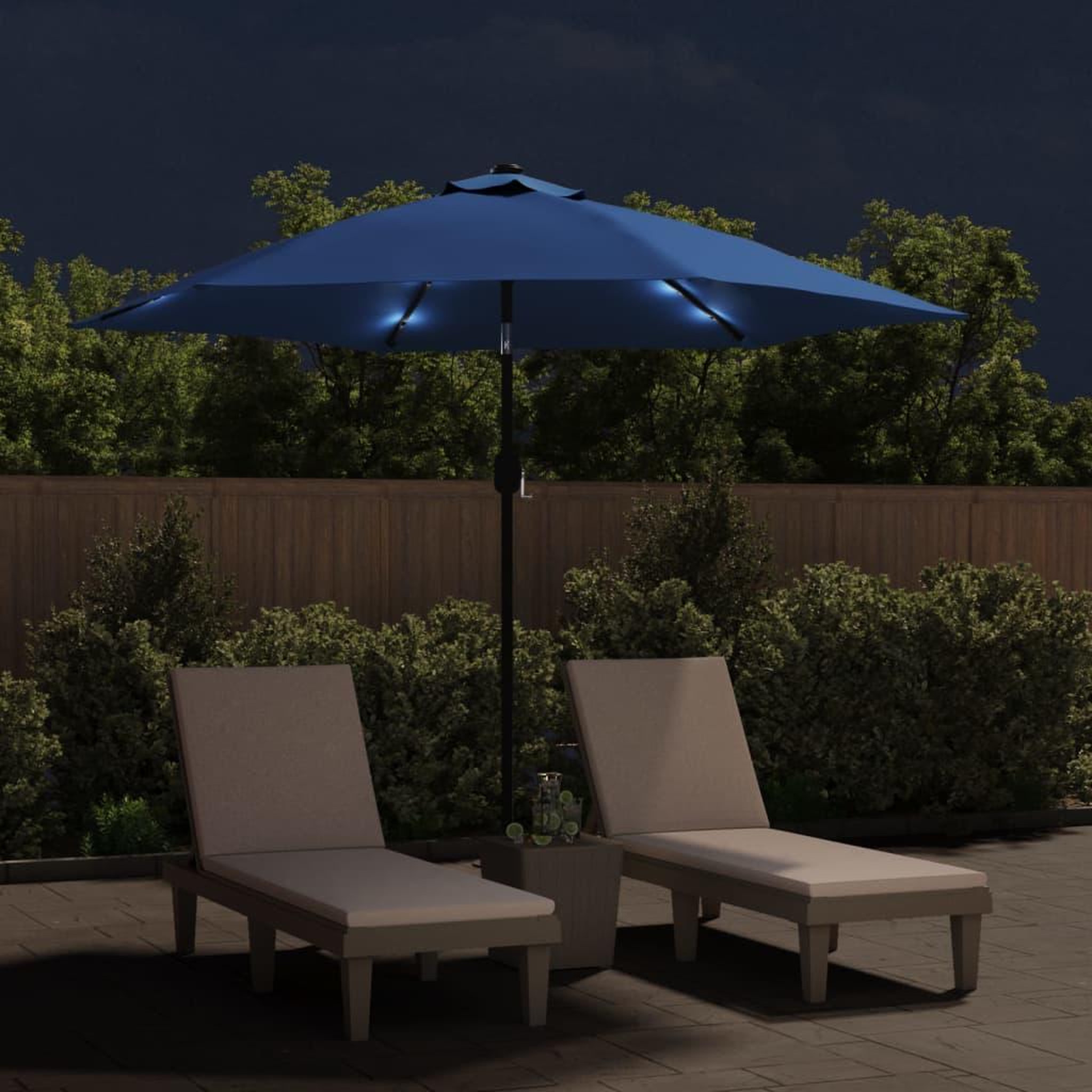 Voir la diapositive 3 : VIDAXL Parasol d'exterieur avec lumieres LED et mat en acier Azure