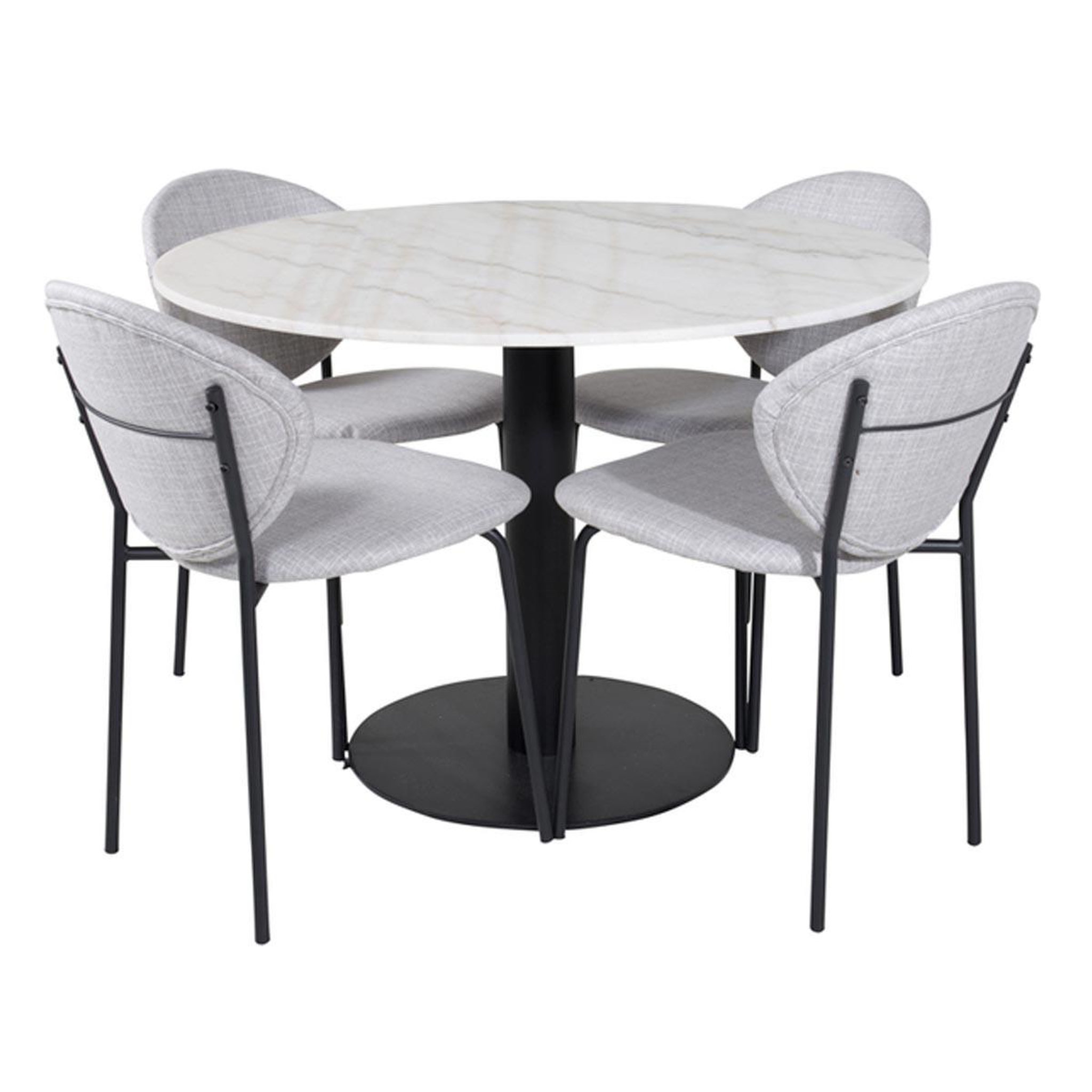 Paris Prix Ensemble table à manger & 4 chaises  estelle i & vault  106cm blanc & gris