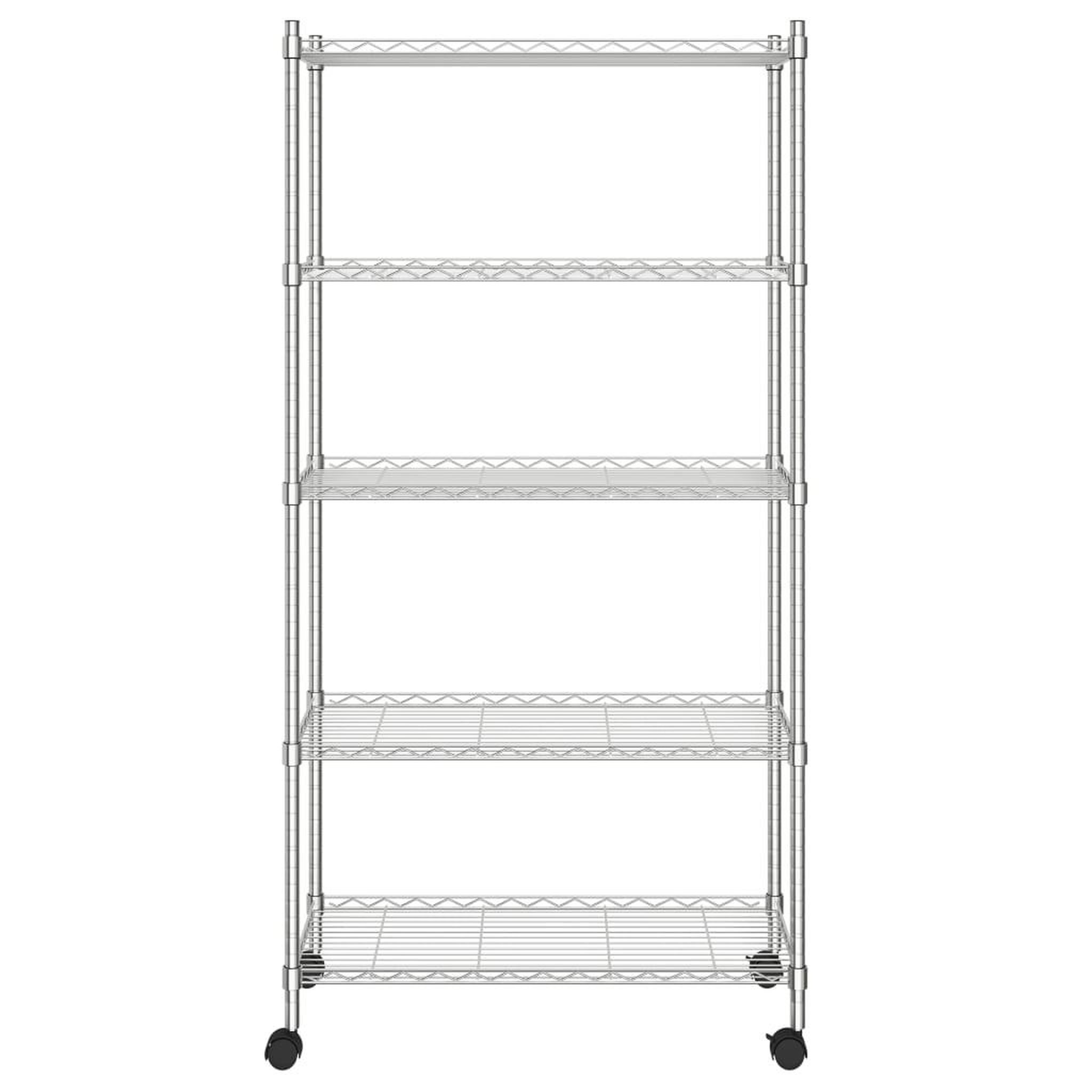 Voir la diapositive 3 : VIDAXL Etagere de rangement 5 niveaux roues 75x35x155 cm Chrome 250 kg