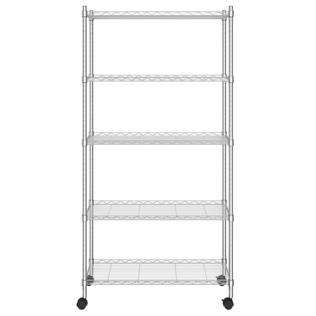 VIDAXL Etagere de rangement 5 niveaux roues 75x35x155 cm Chrome 250 kg
