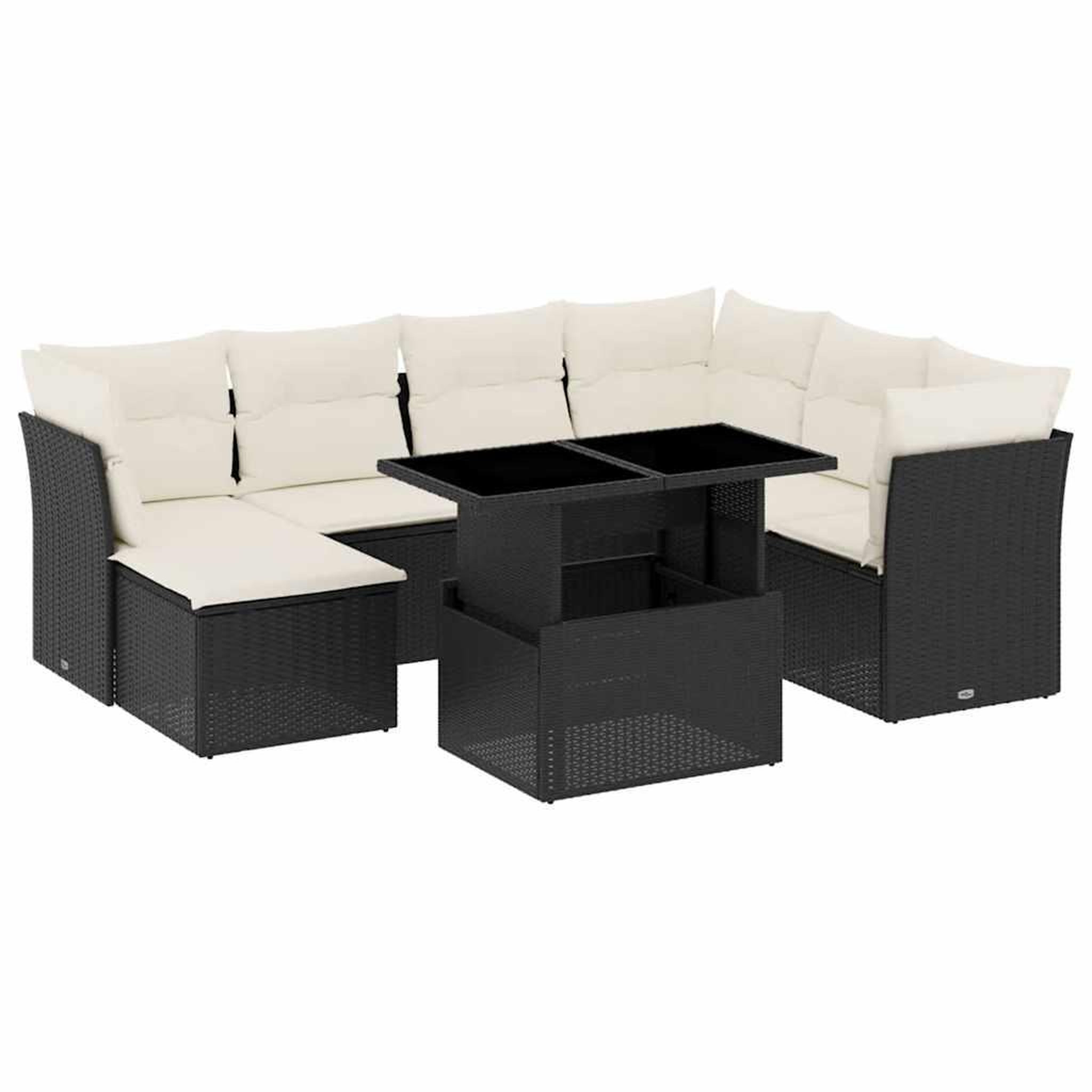 Voir la diapositive 2 : VIDAXL Salon de jardin 8 pcs avec coussins noir resine tressee