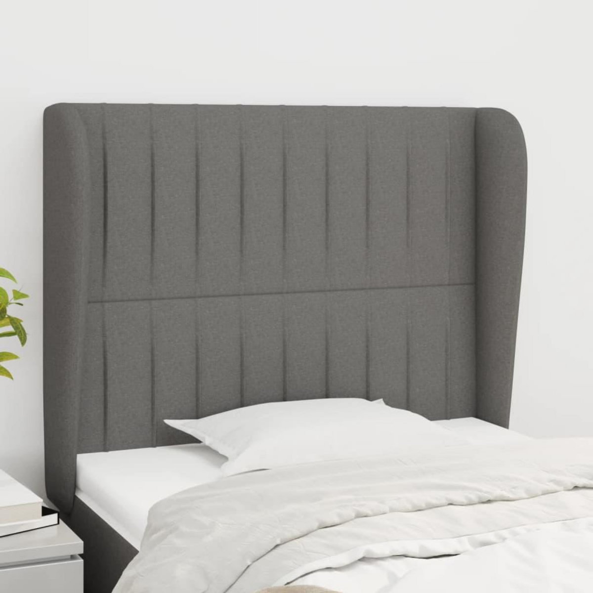 VIDAXL Tete de lit avec oreilles Gris fonce 103x23x118/128 cm Tissu