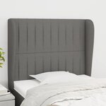 VIDAXL Tete de lit avec oreilles Gris fonce 103x23x118/128 cm Tissu