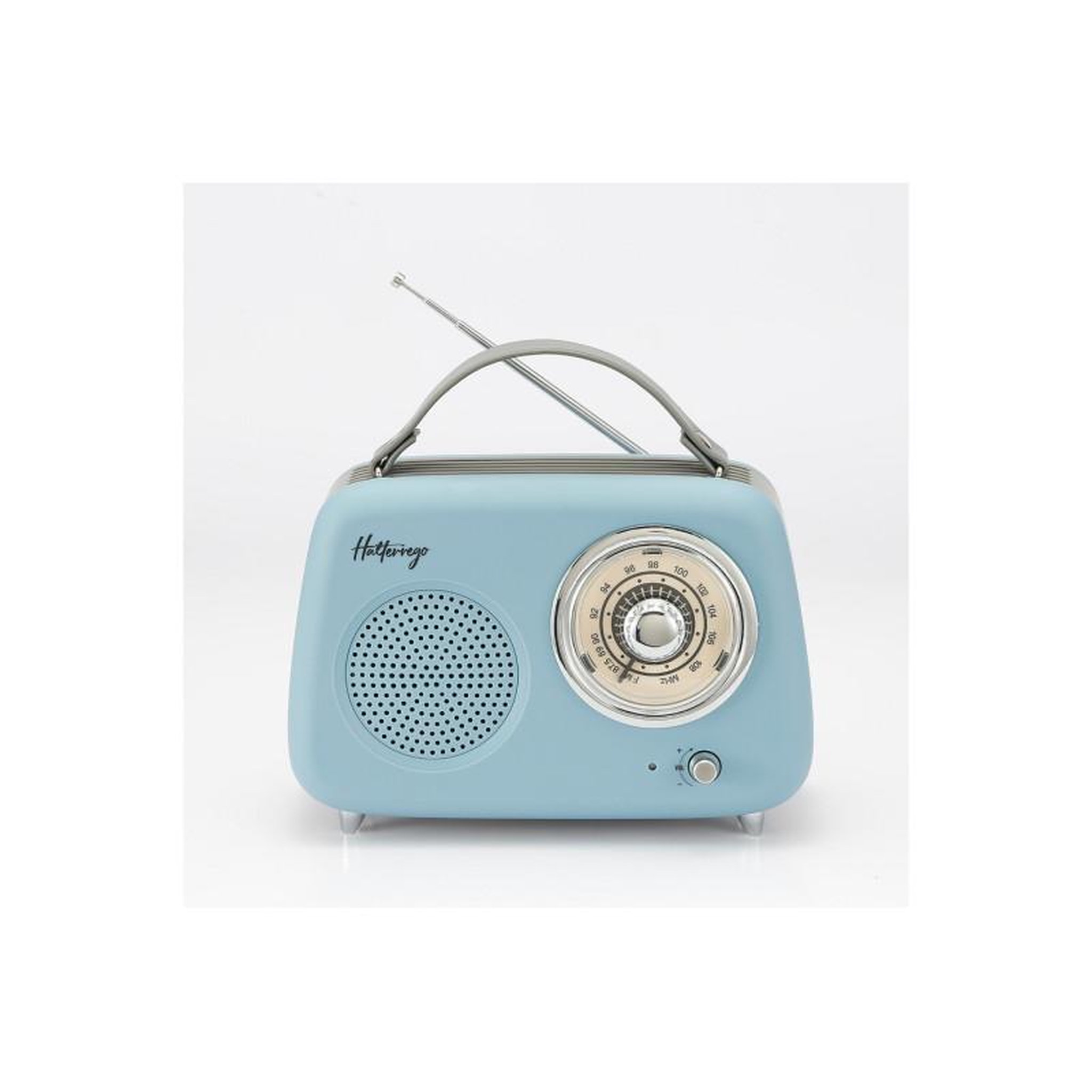 Halterrego Radio Halterrego Enceinte Radio retro RMS 5W, Bluetooth, Radio FM, lecteur USB, Aux IN, Batterie rechargeable, Bleu gris
