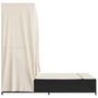 Voir la diapositive 5 : VIDAXL Chaise longue double avec toit et rideaux noir resine tressee