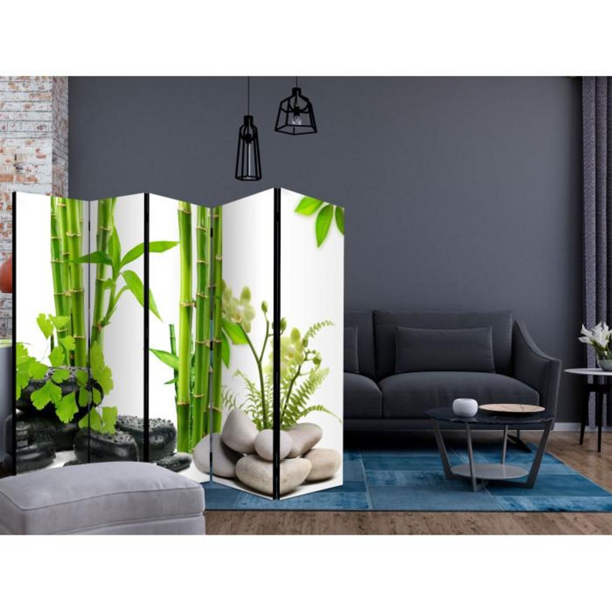 Paris Prix Paravent 5 Volets  Bamboos & Stones  172x225cm