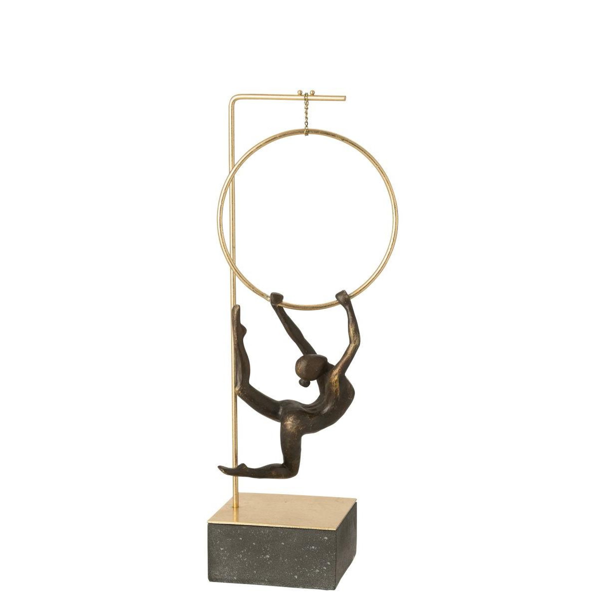 Voir la diapositive 2 : J-LINE Gymnaste cerceau sur socle  alpha  48cm doré & noir