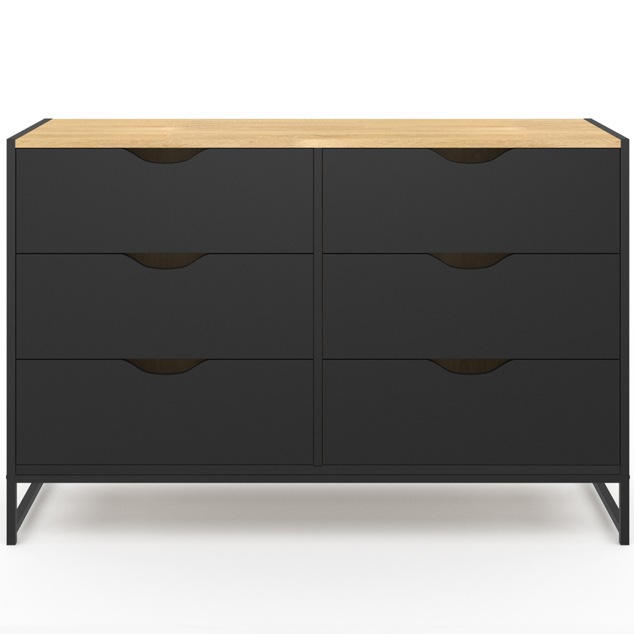 Voir la diapositive 3 : ID MARKET Commode 6 tiroirs noirs boston 115 cm design industriel